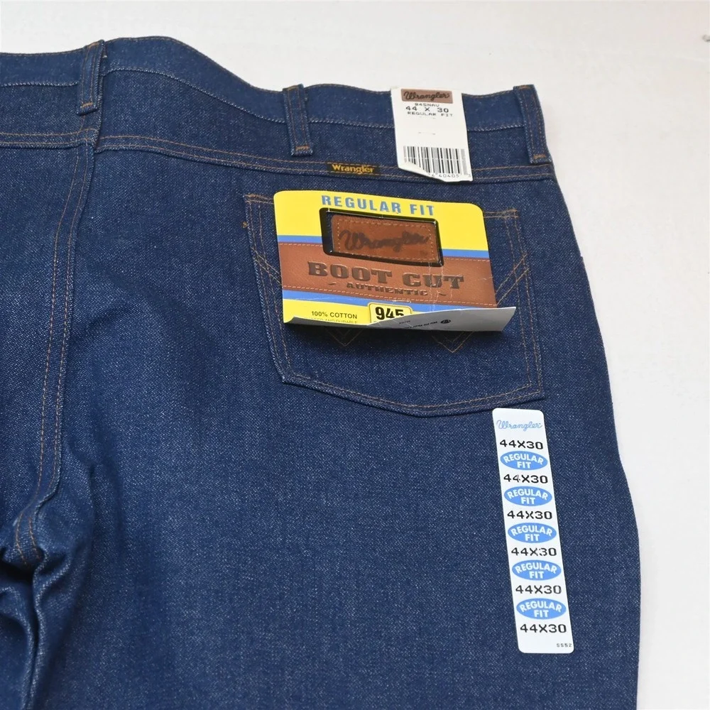 NEW Wrangler 44x30 Dark Stiff Denim 945 Regular Fit Straight Mens Jeans